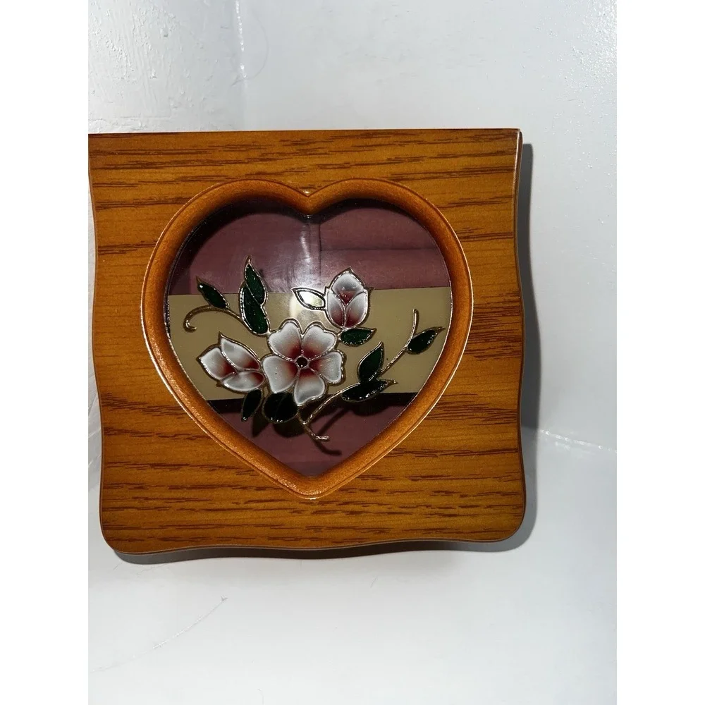 Vintage 1990's Ladies Jewelry Box Oak Finish Stained Glass Lid Kmart NEW IN BOX!
